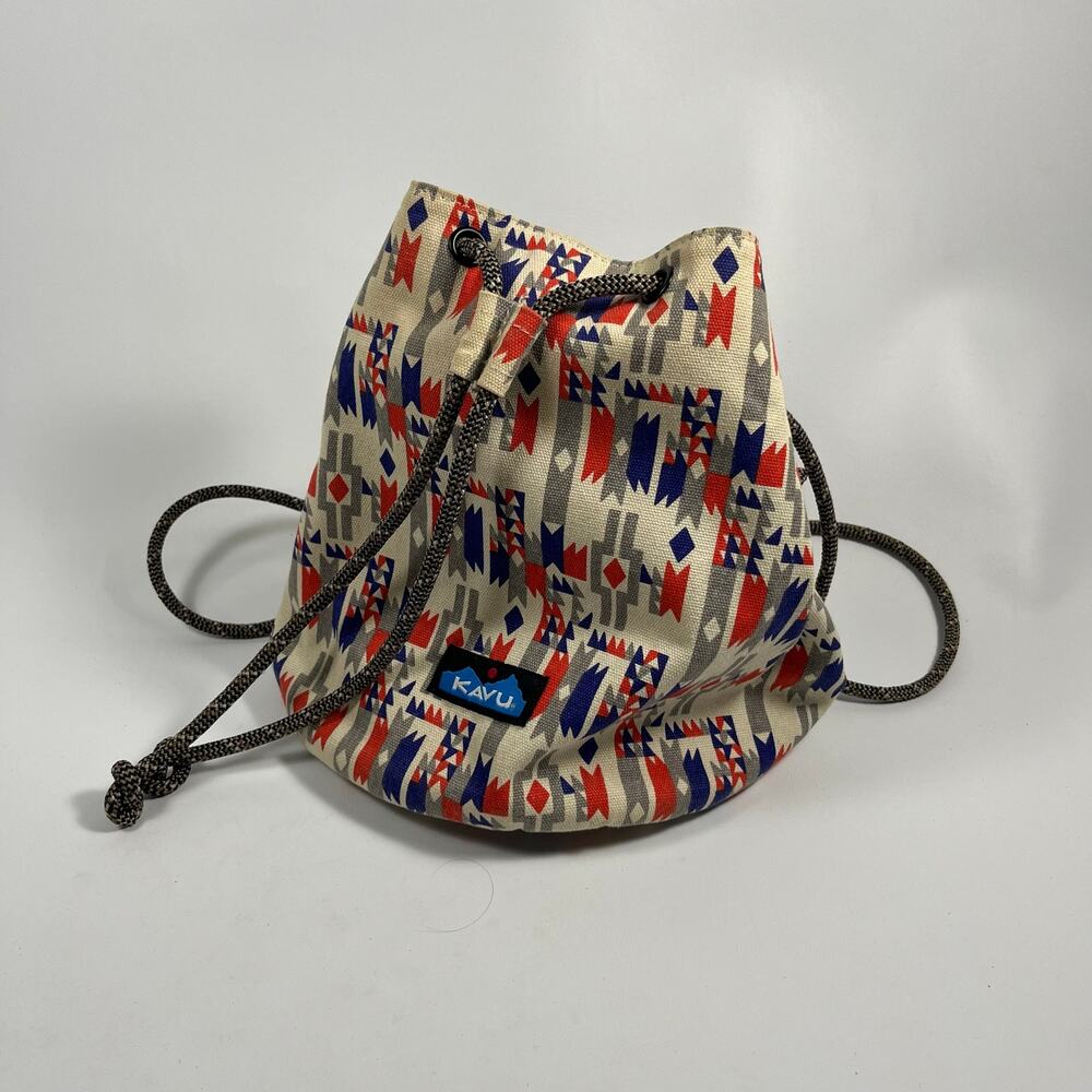 Kavu Bucket Bag Drawstring Granola Outdoor Sling Geometric Aztec Casual
